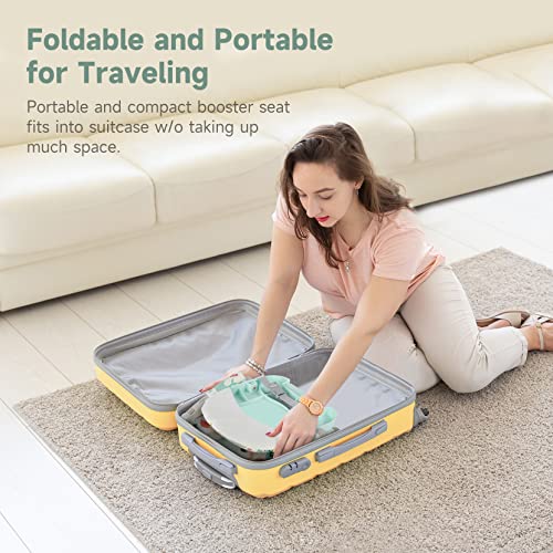 YOLEO Baby High Chair Booster Seat for Dining Table, Foldable High Chairs with Adjustable Heights, Travel Booster Seat with Removable Tray - color: Green, size: With Cushion