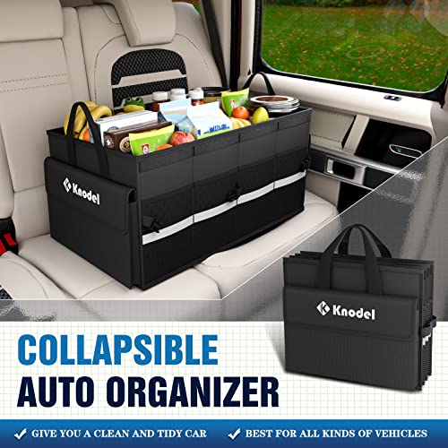 K KNODEL Car Trunk Organizer with Lid, Collapsible Car Trunk Storage Organizer, Car Organizer and Storage for SUV, Truck, Sedan (Medium, Black) - color: Black, size: Medium-With Lid