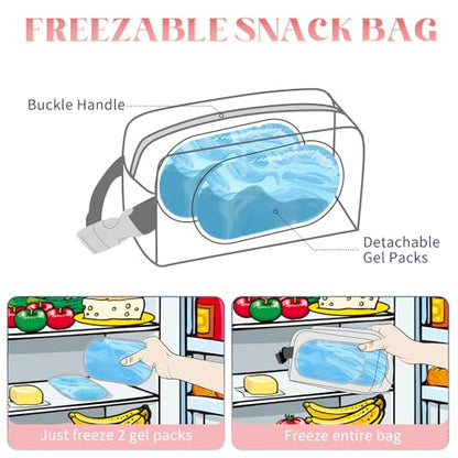 Freezable Lunch Bag,Freezable Snack Bag,Mini Cooler Bag for Travel/Work/School,Small Insulated Bag,Small Cooler Lunch Box with Ice Packs,Insulated Snack Bag,Freezable Snack Box with Handle Buckle - color: Pink Checkerboard