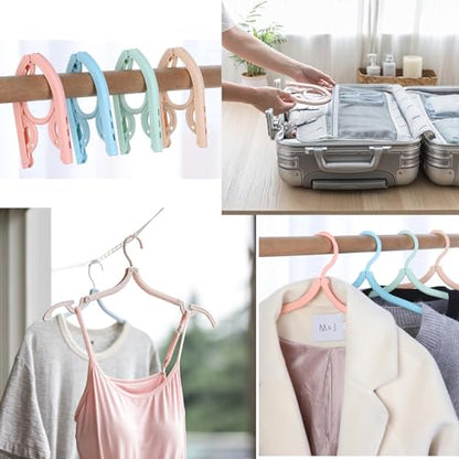 12Pcs Travel Hangers Foldable Portable Plastic Hangers Folding Clothes Hangers Space Saving Clothes Hangers for Business Trip Travel - color: Colorful 12pcs