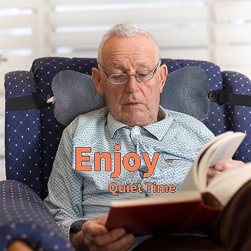 Recliner Headrest Pillow, Head Pillow for Recliner Chair, Sofa, Couch Neck Pillow,Pain Relief Bone Pillow for Sleeping with Adjustable Strap - color: Dark Grey