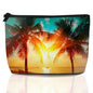 Tropical Palm Tree Makeup Bag Travel Cosmetic Bag for Women,Beach Sunset Small Make up Pouch Travel Bags for Toiletries Aesthetic Accessories Waterproof Gifts - color: Tropical Palm Tree