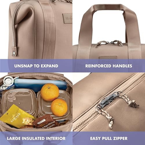 Fit & Fresh Remi Lunch Bag for Women Work – Neoprene Lunch Tote with Containers & Ice Pack, Reusable Meal Prep Lunch Box, Large Capacity, Machine Washable, Taupe - color: Taupe