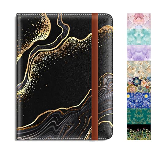 Rimilak Passport Holder, RFID Blocking Passport Cover Wallet Travel Essentials, Leather Travel Air Ticket Documents Organizer Protector for Women and Men, Gold Marble - color: Black Gold Marble
