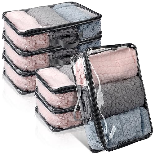 6 Pieces Large Clear Travel Packing Cube Clear Vinyl Zippered Storage Bags See Through Moving Bag PVC Multipurpose Pouch with Handle for Suitcase Shirts Dress Storage (Gray, 15.8 x 10.2 x 3.9 Inch) - color: Gray, size: 15.8 x 10.2 x 3.9 Inch