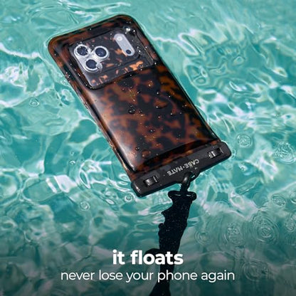 Case-Mate IP68 Waterproof Phone Pouch - Beach Cruise Travel Essentials - Large Floating Phone Case w/Crossbody Lanyard for iPhone 17 Pro Max/16 Pro/15/14/13/S26 - Touchscreen Friendly - Tortoiseshell - color: Tortoiseshell