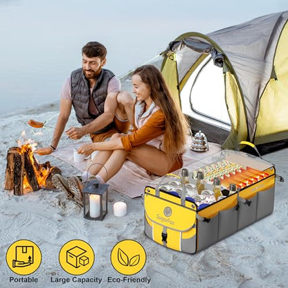 SugarFox Car Trunk Organizer for SUV - 63L+26L Modular Storage, Heavy-Duty, Foldable Waterproof, Soft & Hard Covers, Non-Slip, Multi-Compartment, Yellow M006