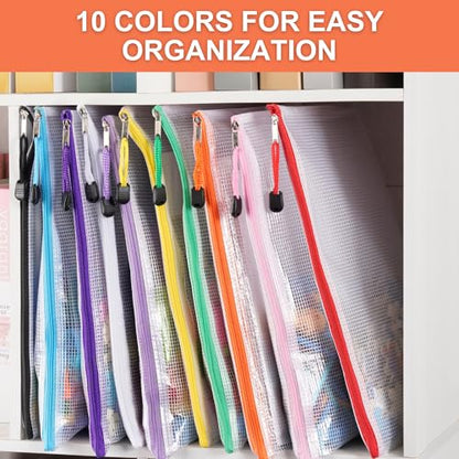 CATIFLIN 30 Pack Mesh Zipper Pouch Bags, A4 Letter Size, Clear Plastic Zip Bags for Board Game & Puzzle Storage, Waterproof & Durable Document Bags for Office, School, Travel, Art & Craft Supplies