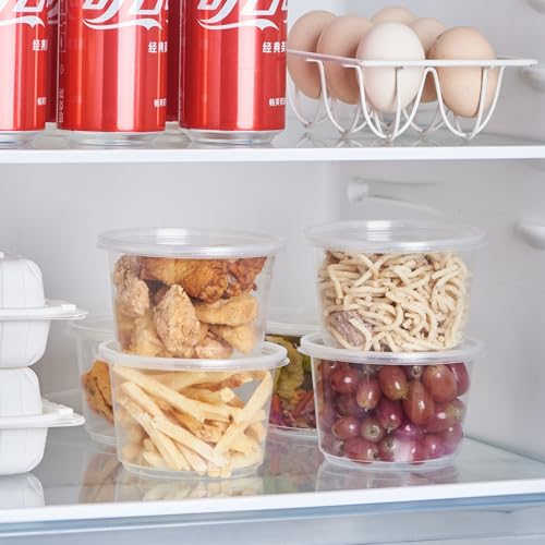 Jaluxing [150 Set - 16 oz. Plastic Deli Disposable Food Storage Containers With Airtight Lids