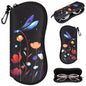 Sunglasses Case with Belt Clip, Ultra Light Neoprene Zipper Soft Padded Glasses Case for Women Men - color: Dragonfly