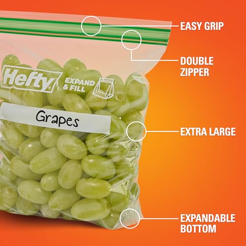 Hefty XL Press to Close Plastic Sandwich Expand and Fill Food Storage Bags, 130 Count (Pack of 2) - size: Sandwich (Pack of 2), style: 130 Count