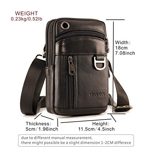 Small Mens Leather Satchel Cell Phone Holster,Vertical Belt Clip Cellphone Pouch,Purse Waist Bag Fanny Pack Compatible with Google,Zipper Phone Bag for Work,Hike - color: Black