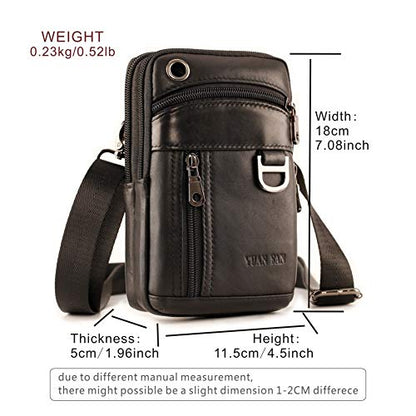 Small Mens Leather Satchel Cell Phone Holster,Vertical Belt Clip Cellphone Pouch,Purse Waist Bag Fanny Pack Compatible with Google,Zipper Phone Bag for Work,Hike - color: Black