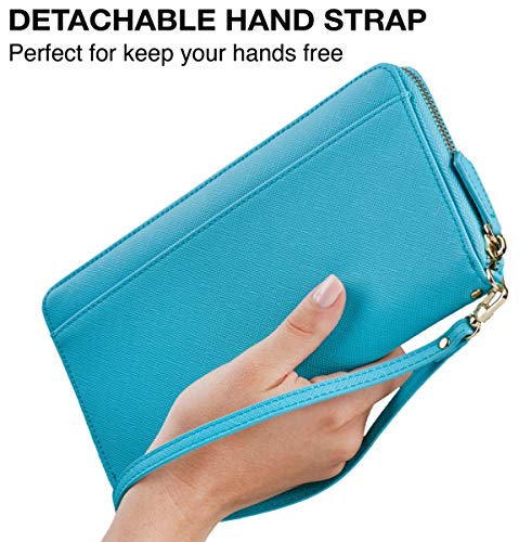 Travel Document Organizer - RFID Passport Wallet Case Family Holder Id Wristlet - color: Family Aqua Blue