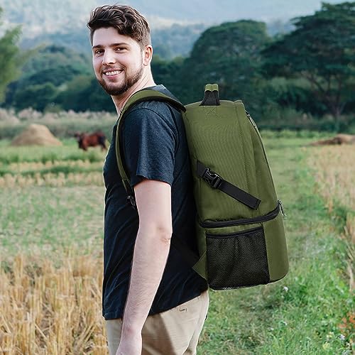 TUGUAN Insulated Cooler Backpack 38 Cans Double Deck Leakproof Lightweight Soft Lunch Backpack Small Cooler Bag Beach Picnic - color: 8901-green