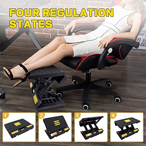 Foot Rest for Under Desk at Work,4-Section Height Adjustable,with Massage Roller and Thick Cushion,Ergonomic Foot Rest,for Car,Office,Computer,Gaming,Adjustable Metal Frame,All-Season Use - color: Soft Cushion- Yellow