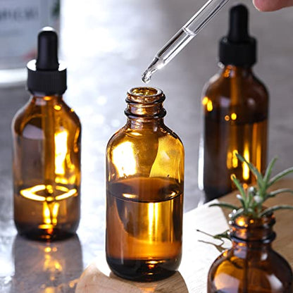 4 Pack, 1 oz Thick Dark Amber Glass Dropper Bottles with 1 Funnels & 4 Labels - 30ml Tincture Bottles with Eye Dropper - Leakproof Essential Oils Bottle - Storage and Travel for Beauty or Health - style: Blank Dropper