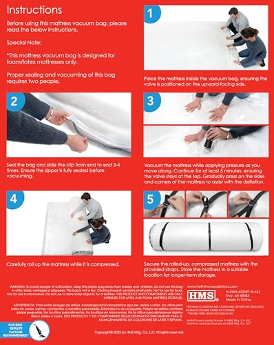 Hefty Shrink-Pak Mattress Bags for Moving - King/California King Size | Heavy Duty & Water Resistant Vacuum Compression Mattress Bag, Storage Protection Mattress Cover for Moving