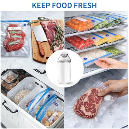 Handheld Vacuum Sealer, Sous Vide Vacuum Pump, Rechargeable Hand Held Vacuum Sealer for food Storage, Camping, Sous Vide, Reusable Vacuum Bags Compatibility, White(Pump Only) - color: White