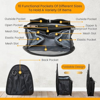Diadem Mini Backpack Organizer Insert – Perfect Fit for Your Favorite Mini Backpacks – Bag Organizer For Backpack – Fits in Shoulder Bags, Travel Bags, Handbags, and Purses – 10 Pockets