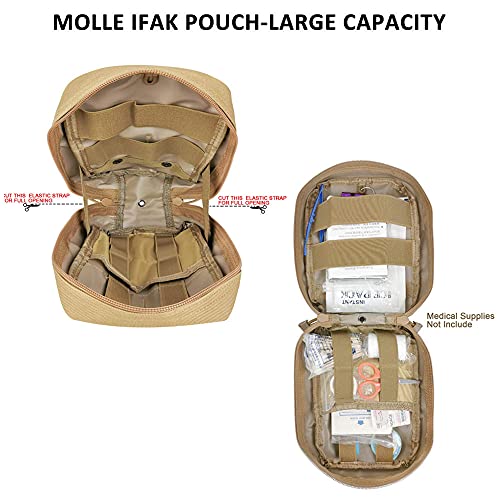 First Aid Pouch Empty Small, Tactical Molle EMT Pouch Compact Medical IFAK Rip Away Untility Bag Pouches - color: TAN