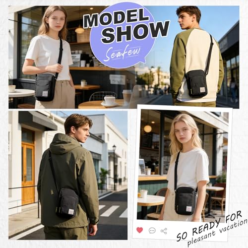 SEAFEW Mini Crossbody Bag Shoulder Bag for Men, Small Messenger Satchel Bag for Women - color: Black - Sling