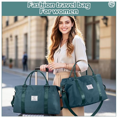 Small Gym Duffle Bag for Women, Mini Cute Weekender Handbag Carry on Travel Bag for Airplane, Water Resistant Sports Yoga Tote Bag with Dry Wet Separated Pocket - color: X-Peacock Blue