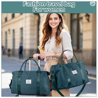Small Gym Duffle Bag for Women, Mini Cute Weekender Handbag Carry on Travel Bag for Airplane, Water Resistant Sports Yoga Tote Bag with Dry Wet Separated Pocket - color: X-Peacock Blue