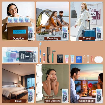 Bulk Travel Size Toiletries Kit Travel Toiletry Kit for Women,Bulk Homeless Care Package Supplies in Zip Pouch,Toiletries Set for Camping Hotel Homeless Charity Men Women Students (4)