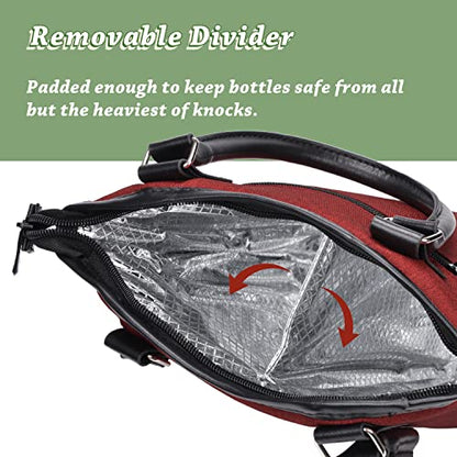 Tirrinia Insulated Wine Gift carrier Tote - Travel Padded 2 Bottle Wine/Champagne Cooler Bag with Handle and Adjustable Shoulder Strap, Great Wine Lover Gift, Red - color: Red