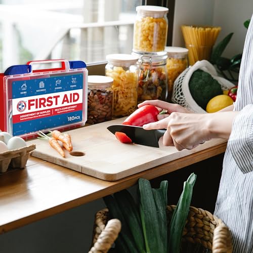 Be Smart Get Prepared 180 Piece First Aid Kit: Clean, Treat, Protect Minor Cuts, Scrapes. Home, Office, Car, School, Business, Travel, Emergency, Survival, Hunting, Outdoor, Camping & Sports, FSA HSA - size: 180 Piece Set