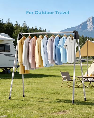 APEXCHASER Clothes Drying Rack Foldable, Stainless Steel Laundry Drying Rack Collapsible, Clothes Hanger for Sweater Baby Clothes Towel for Indoor & Outdoor, Portable Clothes Airer for Travel - size: 48 inch New
