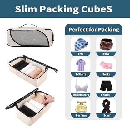 BAGAIL 6 Set Packing Cubes,Travel Luggage Packing Organizers - color: The Beige, style: 6 Set