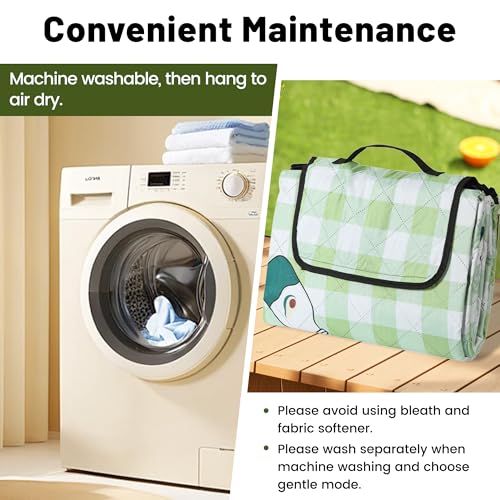 Dimatic Cute Picnic Blankets 78"x78" Extra Large Beach Blankets Waterproof Sand Proof Foldable Portable for Outdoor Family Camping - color: Avocado