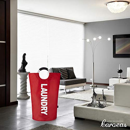 Caroeas 100L Laundry Basket,Large Laundry Hamper, Laundry Bag with Padded Handles, Clothes Hamper Stands Up Well, Collapsible Free Standing Easy Storage Washing Bin (Red,100L) - color: Red, size: 100L