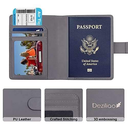 Passport Wallet, Gray, Unisex, Faux Leather, Waterproof, Slim, Lightweight, RFID Blocking, 2-in-1 Design, with Document Slots, Credit Card Slots, SIM Card Slots - color: Gray, style: Classic