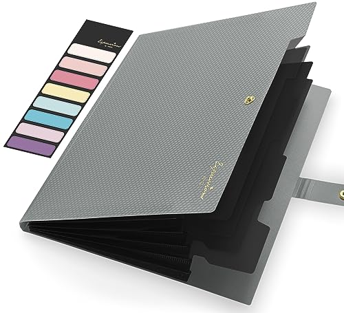 Sooez Accordion File Organizer, Letter Size Expanding File Folder with Labels, 5 Pocket Folders for Document, Portable Paper Bill Receipt Organizer for Home School Office Supplies, A4 Size, Grey - color: Grey