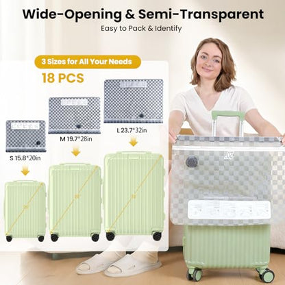Vacuum Bags for Travel with Rechargeable Digital Display air Pump,18 PCS Combo Travel Size Vacuum Seal Bags for Luggage and Suitcase,Space Saver for Clothes,Home Storage - size: 18 Combo Travel Size