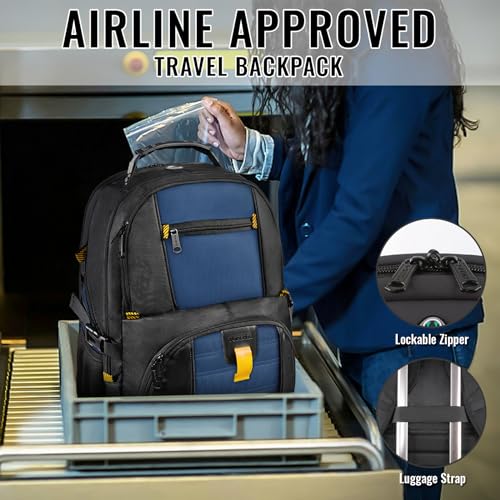 YOREPEK Large Backpack for Men, Extra Large Laptop Backpacks for Men Women, Water Resistant Travel Backpack Airline Approved Business Work Bag Fits 17 Inch Computer, Black - color: Roy Blue, size: 17 Inch