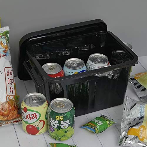 6 Quart Black Plastic Storage Latching Box Bin with Handles, 6 Packs - color: Black