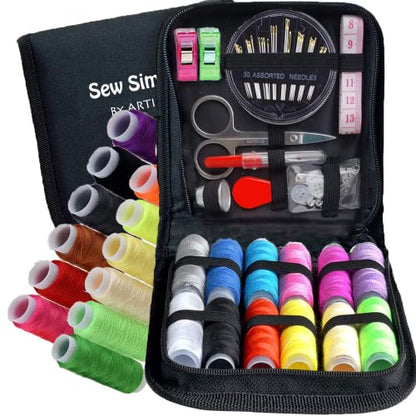 ARTIKA Travel Sewing Kit, 59-Piece Portable Kit for Travel, Includes Scissors, Thread, Tape Measure - Sewing Accessories and Supplies - style: Sewing kit 59 PCS