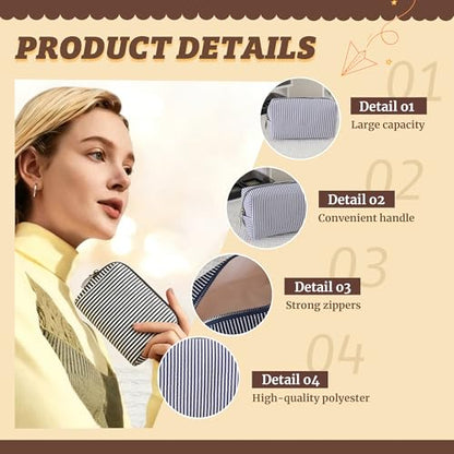2pcs Makeup Bag Travel Toiletry Bag for Women Lightweight Make Up Bag Purse Organizer Pouches Large Cosmetic Bag Small Makeup Pouch Medicine Bag Travel Essentials for Women Dark Blue - color: dark blue
