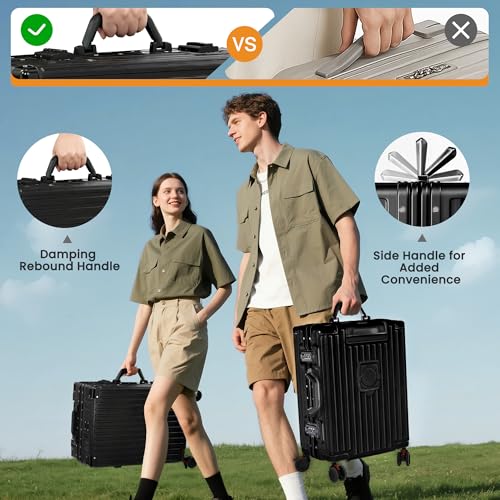 VentureVault 26 Inch Checked Luggage with Spinner Wheels, No Zipper Aluminum Frame Hard Shell Suitcases with TSA Lock, PC+ABS Lightweight Large Suitcase for Travel (Black) - color: Black, size: 26inch