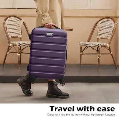 Coolife Luggage 3 Piece Set, Lightweight Durable Hardshell Suitcase set with 360° Spinner Wheels, TSA-approved Lock, Checked Family Travel Luggage sets, 20/24/28 Inch, Purple - color: Purple, size: 20in24in28in