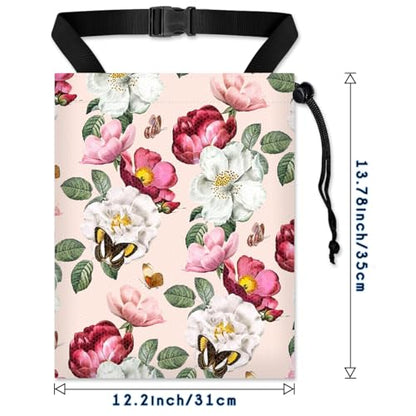 Car Trash Bag Hanging Back of Seat with Adjustable Snap Buckle Strap Cute Printed Drawstring Garbage Bags for Car-Pink Floral - color: Pink Floral Car Trash Bag