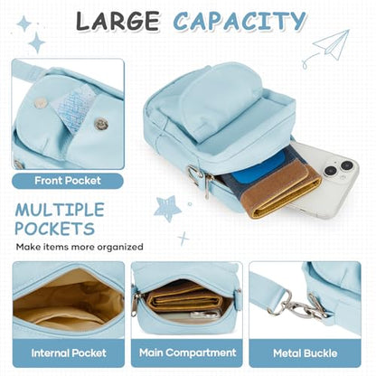 SEAFEW Mini Crossbody Bag Shoulder Bag for Men, Small Messenger Satchel Bag for Women - color: Blue - Standard