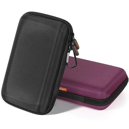 Shockproof Hard Shell Carrying Case, 2 Colors | Larger Capacity Storage Pouch, For GPS, External Hard Drive, Power Bank, Charger, Cable - color: Z Black and Deep Purple