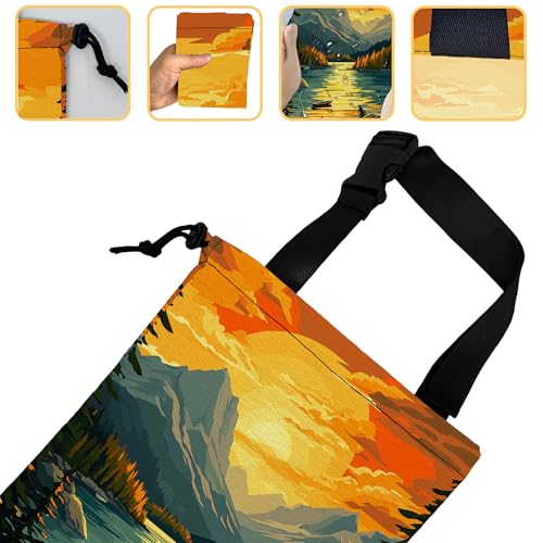 Lake in Mountains Car Garbage Bag, Small Car Trash Bag Hanging,Drawstring Car Garbage Bag with Adjustable Buckle for Car Back Seat,SUVs,Camping,Road Trips - color: Lake in Mountains