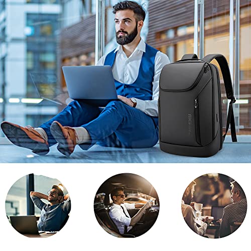 BANGE Business Smart Backpack Waterproof fit 15.6 Inch Laptop Backpack with USB Charging Port,Travel Durable Backpack - color: Black