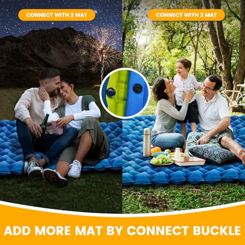 Sleeping Pad, Compact Sleeping Pad for Camping with Pillow Built-in Foot Pump, Inflatable Sleeping Mat for Travel Backpacking Hiking Sleeping Bag Tent, Outdoor Adventure Camp Gear - color: Blue